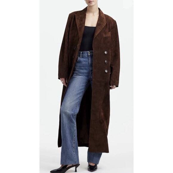 Alexa Chung for Madewell Brown Calf Suede Trench Coat Size 8 | Rare Collab NWT - Picture 3 of 15